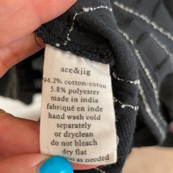 Ace & jig lake tie waist black zodiac stripe dress medium - Picture 8 of 10